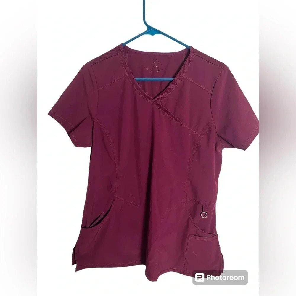 Cherokee Medium Maroon Scrub Top